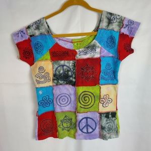 Hippie patchwork top scoop neck medium Laxman